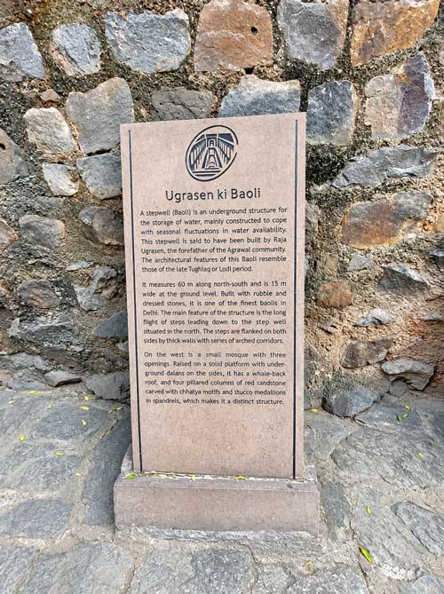 Agrasen Ki Baoli: Visiting Delhi’s Famous Stepwell Ugrasen Ki Baoli Signpost