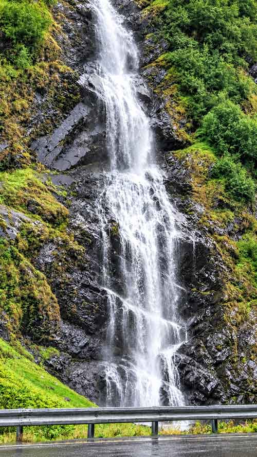 Bridal Veil Falls In Keystone Canyon Near Valdez Alaska