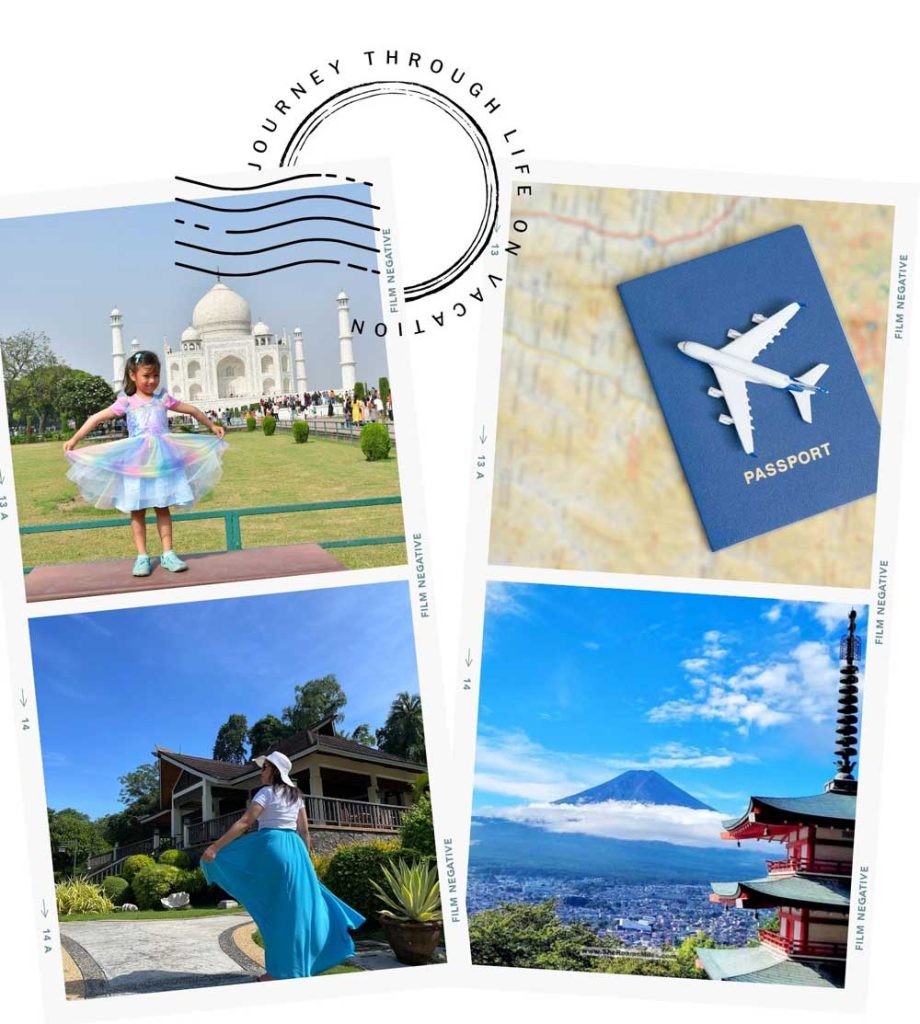 About A Collage Of Photos Of A Girl And A Passport