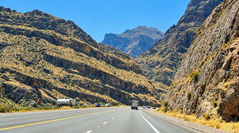 I-15 Winding Through The Virgin River Gorge In Northwestern Arizona