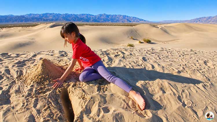 Death Valley With Kids: What Our 5-Year-Old Enjoyed Most Rolling Sand Dunes And Desert Mountains At Mesquite Flat Sand Dunes In Death Valley National Park.