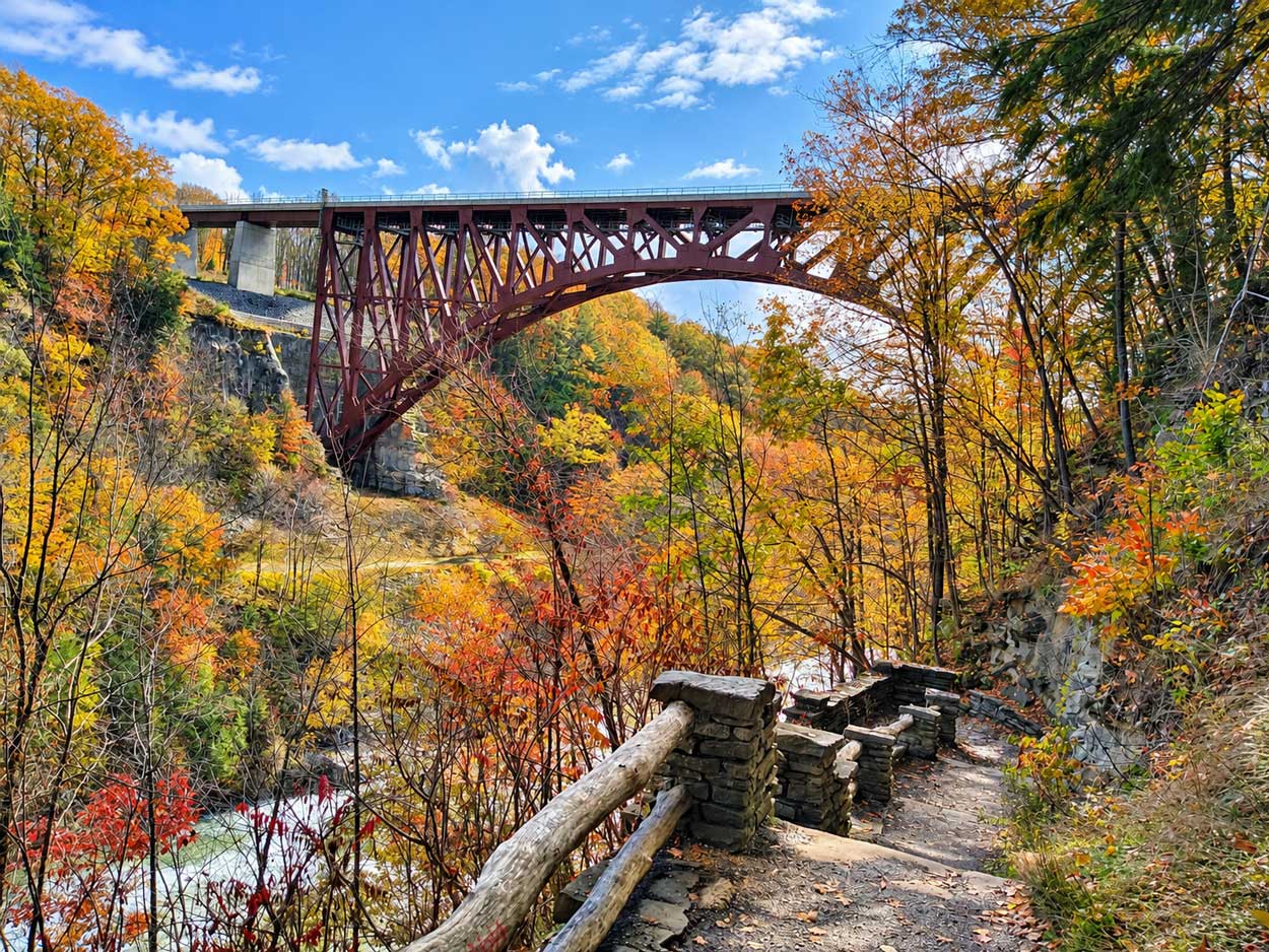 Letchworth State Park, New York: Waterfalls, Fall Colors &Amp; What To See Genesee River Winding Through Letchworth State Park Gorge Surrounded By Orange And Yellow Autumn Trees
