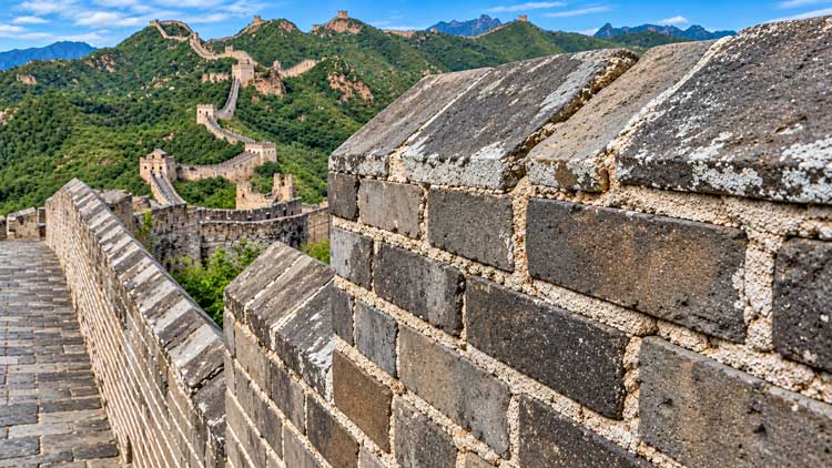 Great Wall Of China Sticky Rice Mortar Between Old Bricks At Jinshanling.